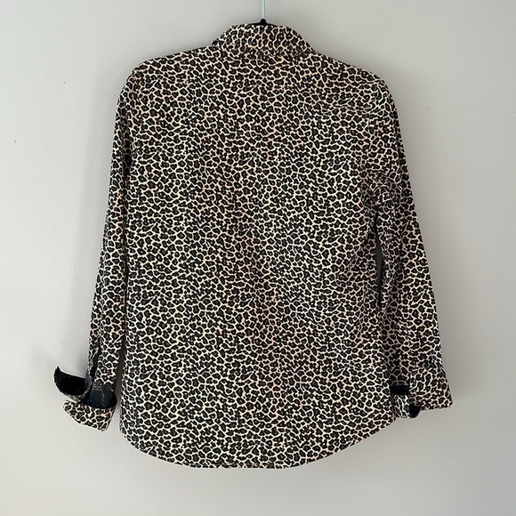 Tizzie Womens Leopard Print Cotton Button Down Top Equestrian Cuffs Sz Small - Picture 2 of 8